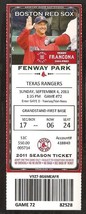 Texas Rangers Boston Red Sox 2011 Ticket Josh Hamilton Kinsler Napoli - £2.15 GBP