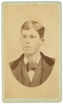 CIRCA 1870&#39;S CDV Handsome Young Man Suit &amp; Bow Tie Dean Jersey City Heights, NJ - £7.46 GBP