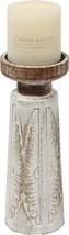 White Wash Wooden Candle Holders Pillar, Handcarved Rustic (3.9&quot;x3.9&quot;x10.2&quot;) - £7.75 GBP
