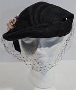 Vintage Black Fabric Mesh Netting Flower Accent Womens Fashion Hat Fasci... - $535.45 MXN