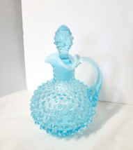 Blue Aqua Hobnail Cruet with Stopper Fenton Hard to Find All Color Incl Handle - £97.07 GBP