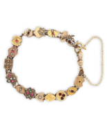 Gold Filled Gold Top Victorian 16 Slides Bracelet Garnets Rubies Pearls ... - €1.830,88 EUR