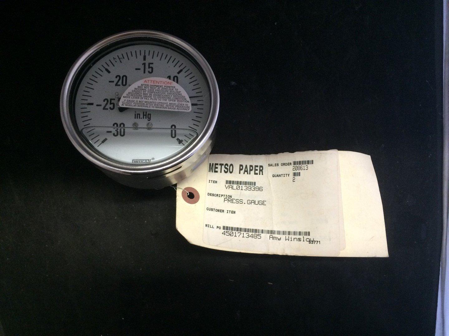 Wika 162810 Oil Filled Pressure Gauge -30-0 in.Hg  - $27.50