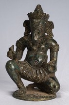 Ganesha Estatua - Antigüedad Thai Estilo Bronce Rodillas Ganesh 18cm/17.8cm - £203.35 GBP