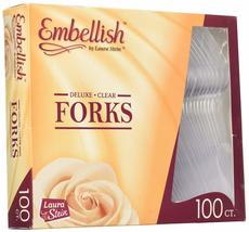 [200 Forks] Embellish Crystal Clear Disposable Heavy Duty Plastic Forks, Ideal F - £13.62 GBP+