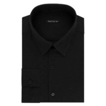 Mens Dress Shirt Van Heusen Tall Black Wrinkle Free Slim Long Sleeve $55... - $24.75
