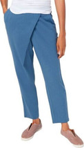 NEW $23 AnyBody Cozy Knit Faux Wrap Gray/Blue Pants Pockets Elastic Waist S - £4.71 GBP