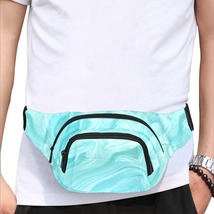 Turquoise Marble Pattern Fanny Pack Bumbag Waist Bag with 3 Compartment - $38.00