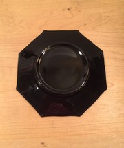 Vintage 60s Black Glass Octagon small plates/saucers- set of 5 image 5