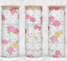 Charmmy Kitty Floral Roses Hello Kitty Coffee Cup Tumbler - £15.71 GBP