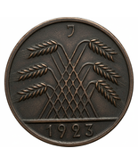 1923 J Alemán Deutsches Reich 50 Reichspfennig Gavilla de Trigo Restrike... - $13.24