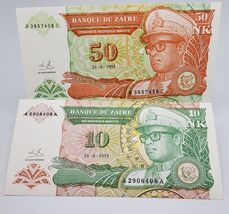 Zaire Banknotes, 10 Noveaux Makuta 1993 P-49 &amp; 50 Noveaux Zaires P-51 - $3.95