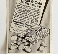 1916 Dean&#39;s Cough Drops Mentholated Advertisement Medical Ephemera DWMYC4 - £10.35 GBP