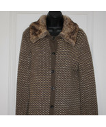 Coldwater Creek Womens Sweater Cardigan Size M Brown Fur Collar Removable  - $19.34