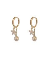 18K Gold Plated Flower Dangle Drop Earrings for Women - £8.75 GBP