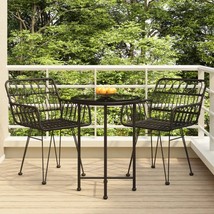 Outdoor Garden Patio Balcony 3pcs Poly Rattan Bistro Dining Set 2 Chairs... - £176.78 GBP+