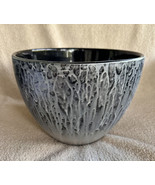 Modern Decorative Centerpiece Bowl Black &amp; Silver Drip Paint 7”T  Abstra... - £30.10 GBP