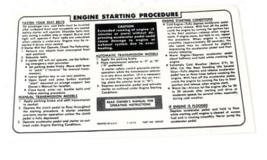 1974-1975 Corvette Decal Engine Start Procedure Instructions - £13.19 GBP