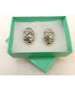 Monet Vintage Silver-Tone Button Earrings, Reticulated Basket Weave, JWL... - $273.31 MXN