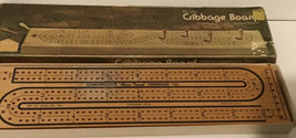 Vintage Wooden Cribbage Board in Box Instruction Continuous Track Clevel... - $24.50