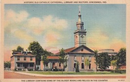 Old Catholic Cathedral Library Rectory Vincennes Indiana IN Postcard C61 - £2.39 GBP