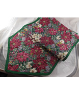 Poinsettia &amp; Holly Berry Quilted Fabric 92&quot; long X 15&quot;w Handmade Table R... - £25.07 GBP