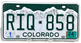 Colorado License Plate RIQ-858 – White Mountain Design - Stickers - $7.50