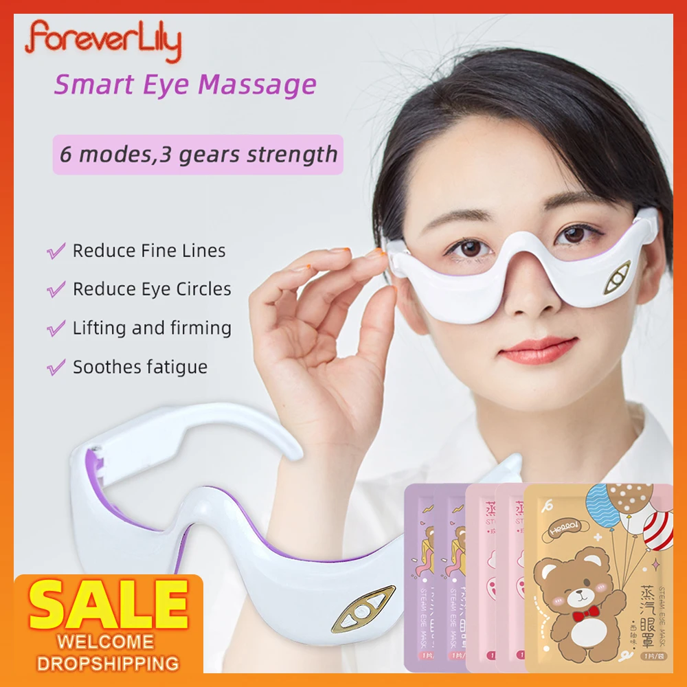 EMS Heated Eye Massager Pulse Vibration With 5pcs Steam Eye Mask Relieves Eye - £29.58 GBP+