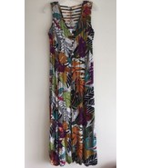 Boho Crinkle Gauze Long Colorful Maxi Vintage Summer Dress Large - £27.61 GBP