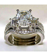 5.55Ct Radiante Corte Diamante Imitación Anillo de Compromiso Dos Alianza 925 - £138.94 GBP