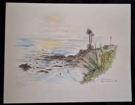 Original Signed Beverly Ellstrand Laguna Beach, CA. 2001 Seascape Color ... - $27.00