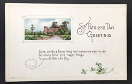 St. Patrick&#39;s Day Greetings Antique PC Shamrocks Castle STP-56 - £6.17 GBP