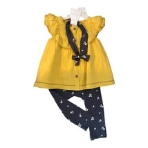 3 Piece Outfit 18 month Toddler Girls SHABBY CHIC Yellow top Floral Pants  - £17.90 GBP