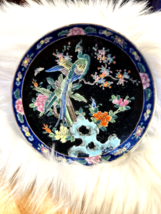 Vintage Famille Noire Black Chinese Hand Painted 7&quot; Plate With Birds Flowers - £23.91 GBP