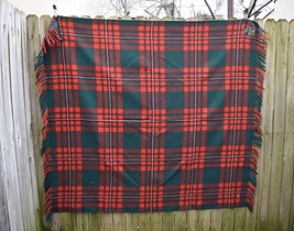 Vintage Handwoven Irish Wool Tweed Blanket Watch Plaid Green Connemara OBeirne - £44.47 GBP