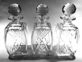 Set 3 x Art Deco Gorgeous Glass Decanters For Tantalus c1920&#39;s - £147.54 GBP