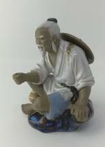 Vintage 1960s Chinese Mudman (ShiWan Style) Artistic Ceramic Figurine, &quot;Fishing  - $18.99