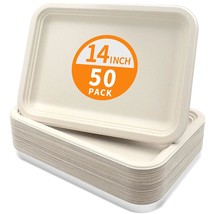 50 Pack 14 Inch Heavy Duty Disposable Food Trays, Extra Large 14 Inch Co... - £37.87 GBP