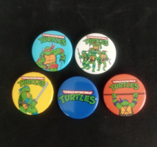 Vintage 5 Teenage Mutant Ninja Turtles 1.5&quot; Pinback Buttons - $10.88