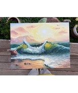 Original oil painting, golden sunset, contemporary art, sea painting, se... - £180.86 GBP