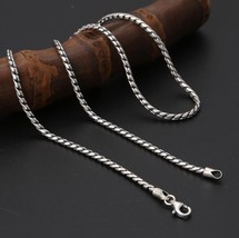 Pure Silver Twist Necklace S925 Sterling Silver Necklace Men Women  2.5MM Thick  - £80.67 GBP