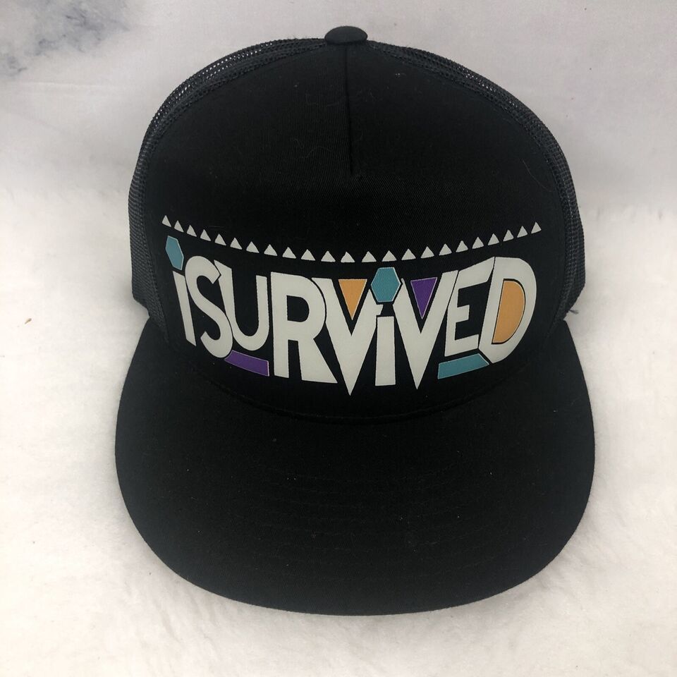 I Survived Vinyl Hat Black Adjustable Snapback  Yupoong Classic - $18.68