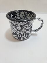 Vintage Green White Swirl Enamelware Marble Graniteware Coffee Cup Mug - $14.20