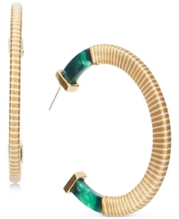Primary image for Inc Gold-Tone Large Thread-Wrapped Resin C-Hoop Earrings, 2.25