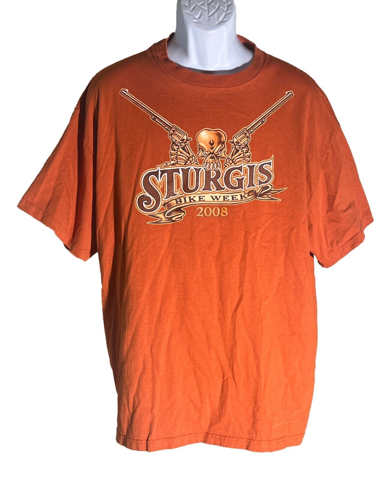 STURGIS BIKE WEEK 2008 Short Sleeve Cotton T-Shirt Gold Large - $13.85