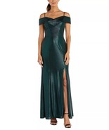 NIGHTWAY Petite Off-The-Shoulder Metallic Gown Emerald Size 8P $129 - £49.85 GBP