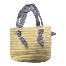 I Count Handbag Womens Tan Blue Gingham Knot Straps Tote Handbag Small NWT - £10.60 GBP