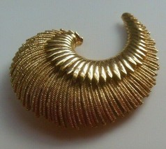Vintage Signed Monet Gold-tone Textured Swirl Brooch - £14.70 GBP