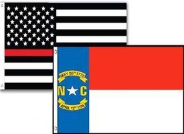 K&#39;s Novelties 2x3 USA Fire Red Line North Carolina State 2 Pack Flag Wholesale S - £6.61 GBP