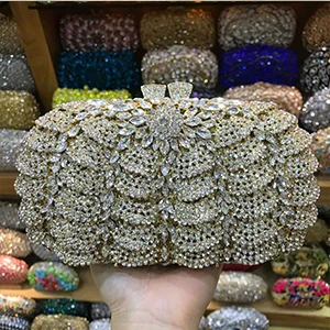 gold/silver/champagne multi colour Ladies clutch bag  evening bag Crystal Party  - £97.69 GBP